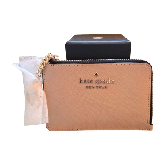 kate spade Handbags - KATE SPADE Cameron L-Zip Card Holder Beige Saffiano Leather